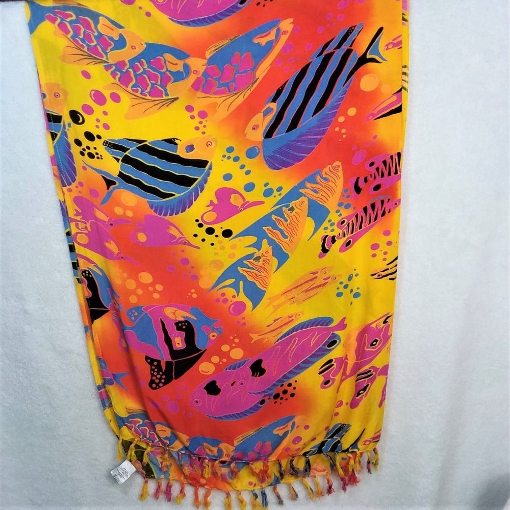 Colorful Sarong Scarf Tropical Fringed Wrap